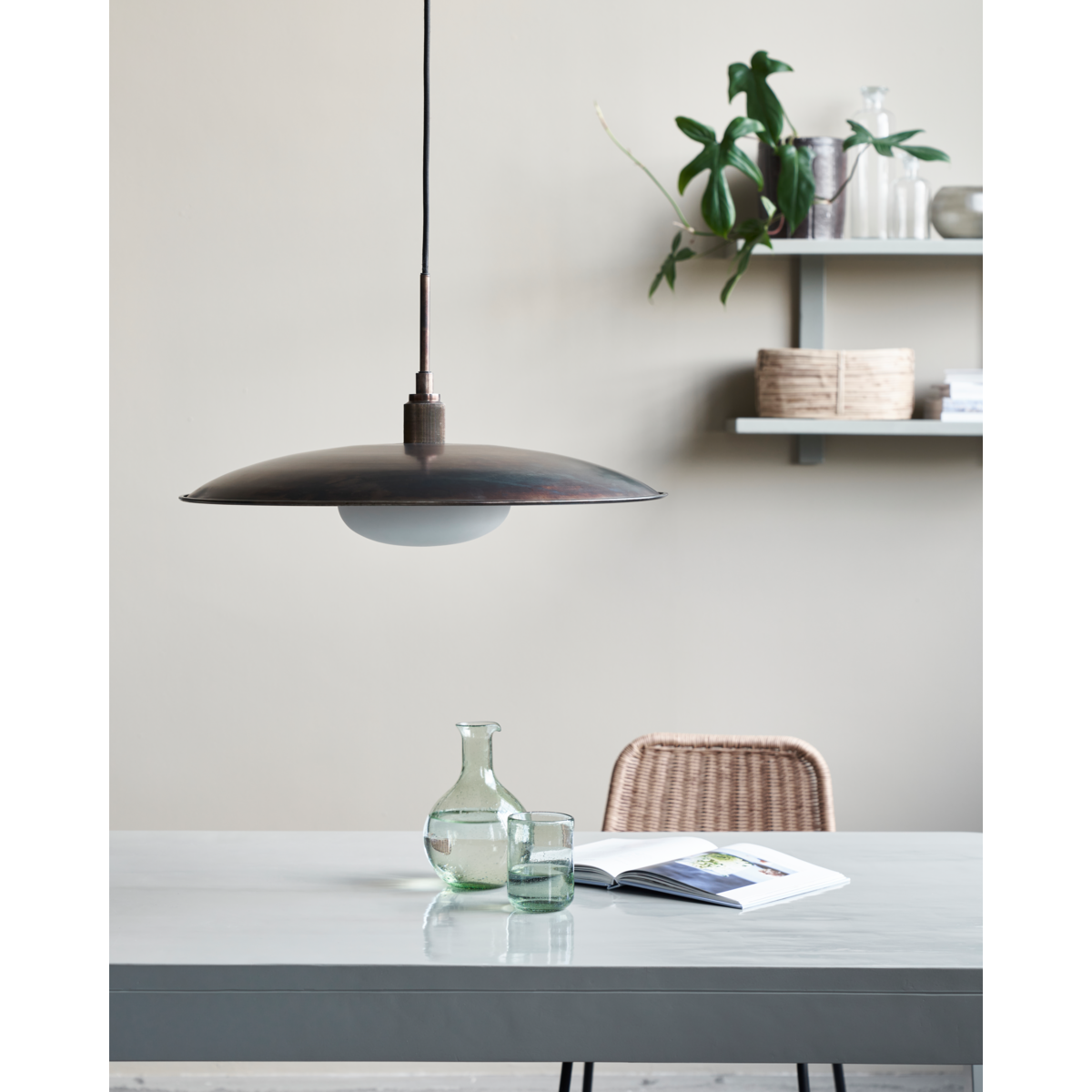 Lampe, Boston, Antik Brun