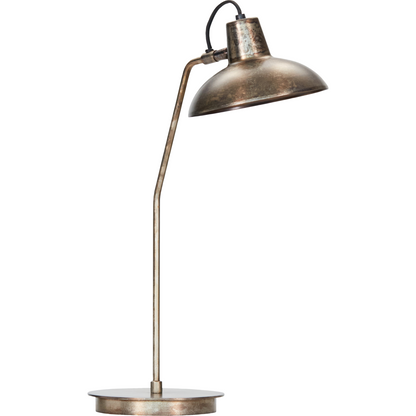 Bordlampe, hddesk, antikkbrun