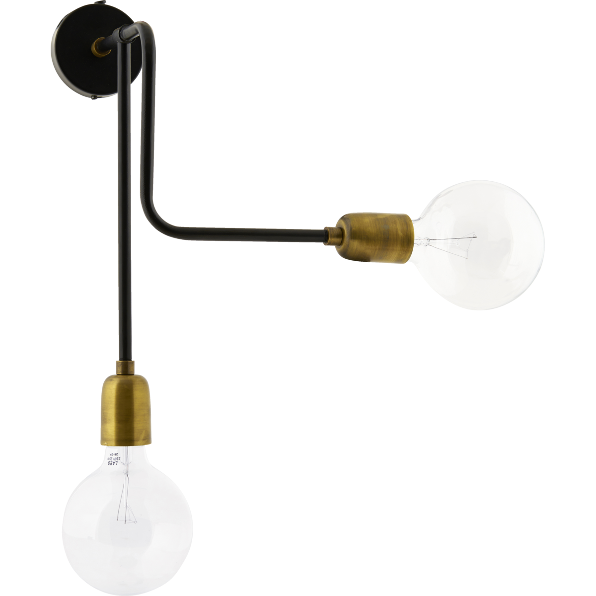 Husets lege - vegglampe, molekylær, svart/messing - L: 30 cm, W: 18 cm