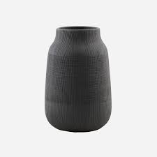 Huslege - Vase, Groove, Black - H: 22 cm, DIA: 15 cm