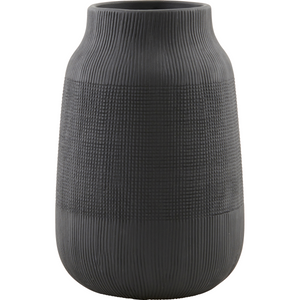 Huslege - Vase, Groove, Black - H: 22 cm, DIA: 15 cm