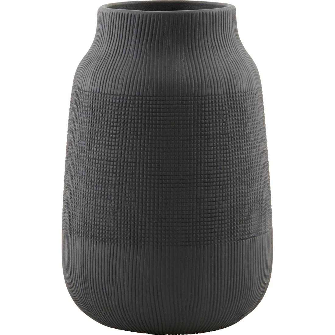 Huslege - Vase, Groove, Black - H: 22 cm, DIA: 15 cm