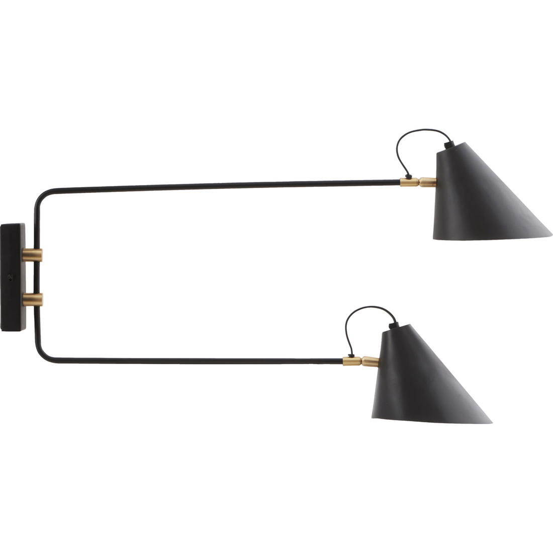 Vegglampe, hdclub dobbelt, svart