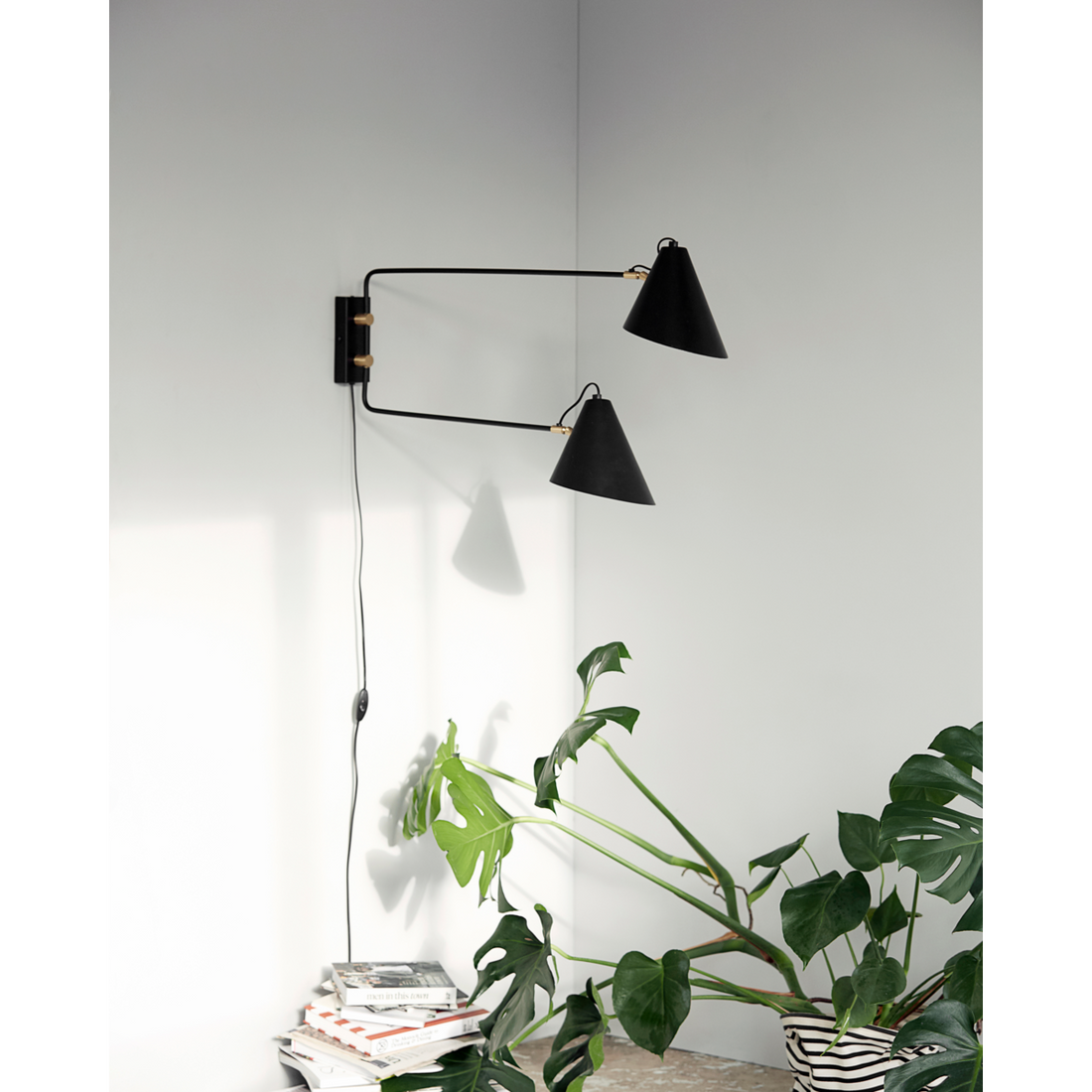 Vegglampe, hdclub dobbelt, svart