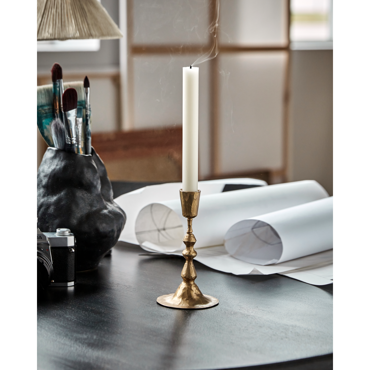 Candlestick, Hddon, Antique Gold Finish