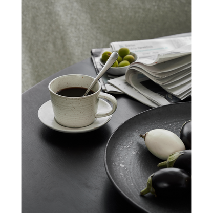 Kopp med tallerken, hdpion, grå; hvit