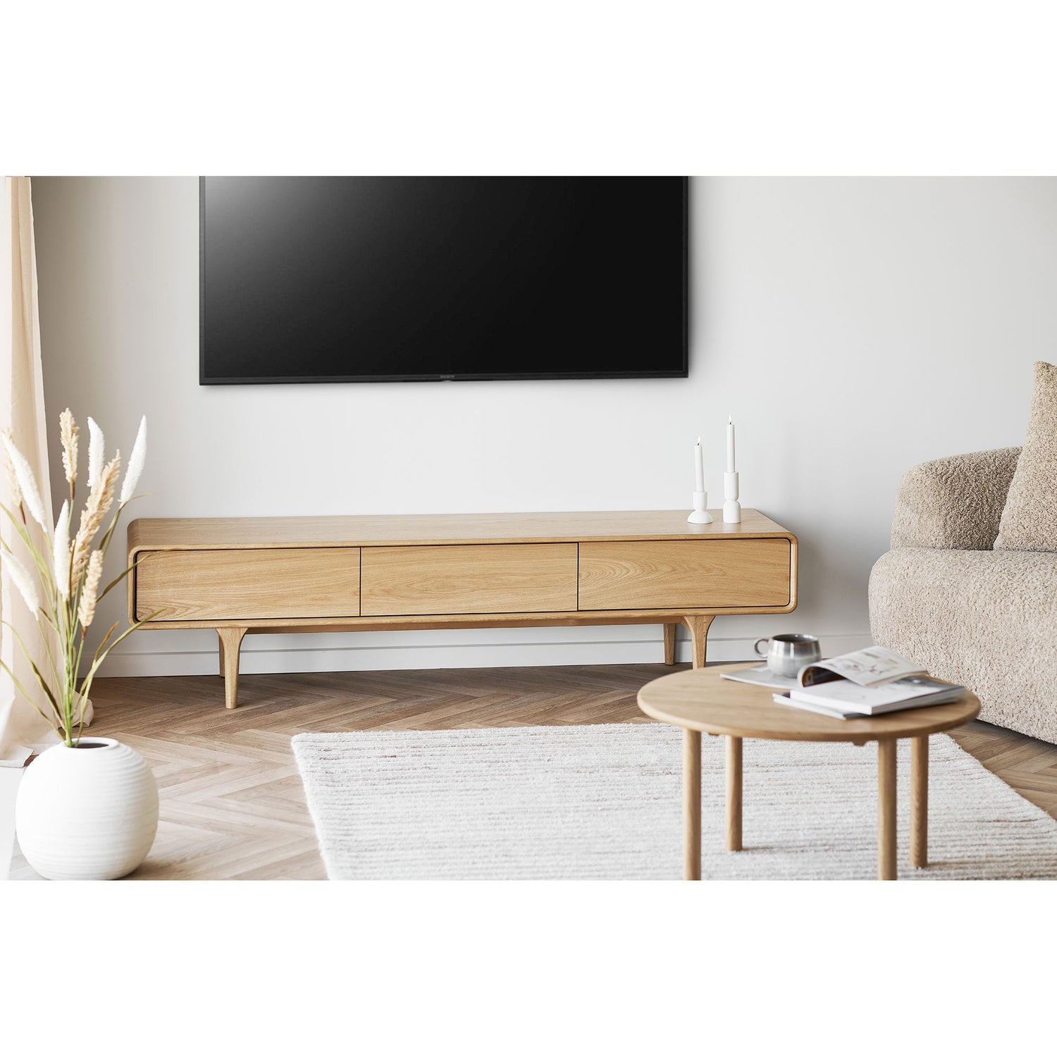 Jena salongbord - salongbord, eik, natur ø70x40 cm