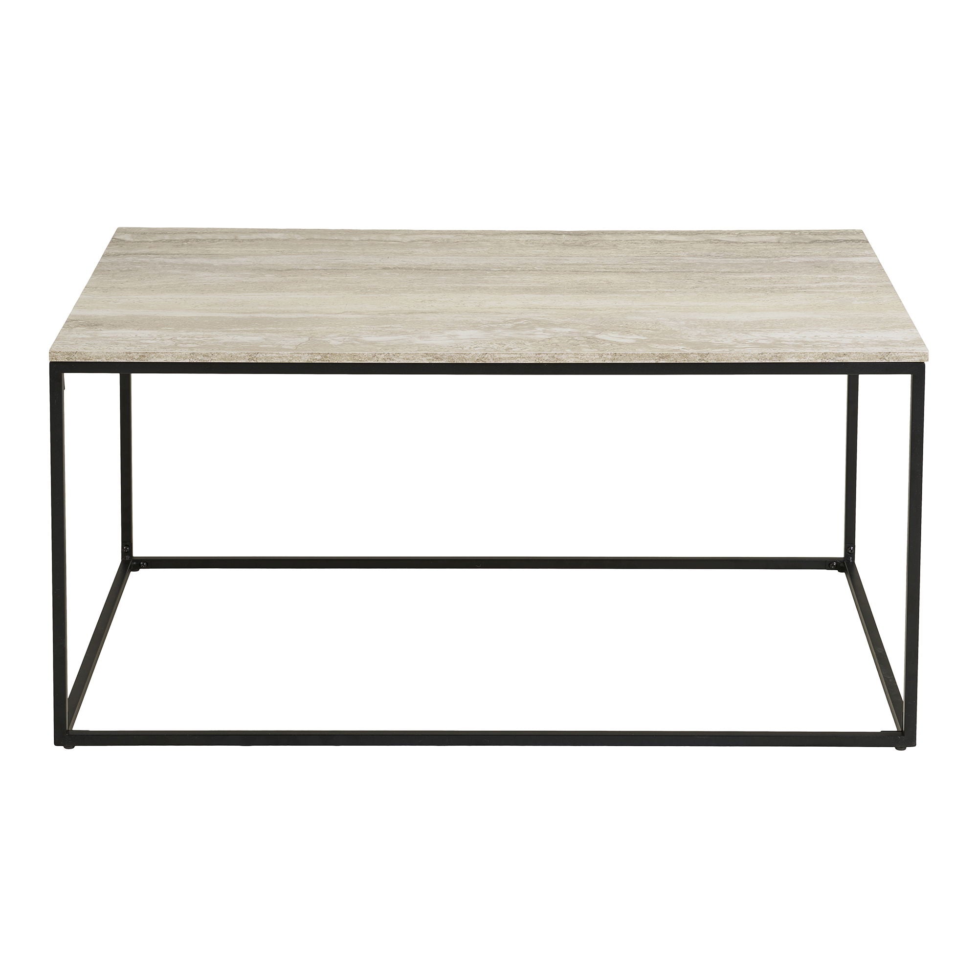 Vita salongbord - salongbord, travertinutseende, svart ramme 90x60x45 cm