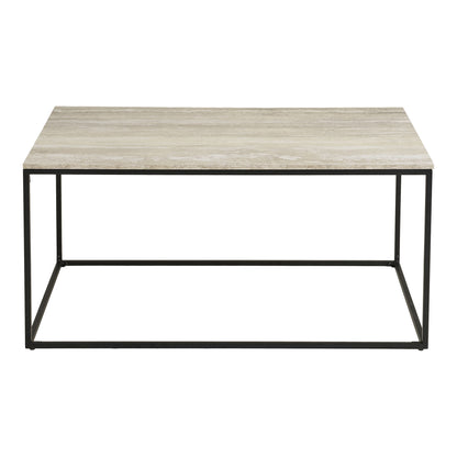 Vita salongbord - salongbord, travertinutseende, svart ramme 90x60x45 cm