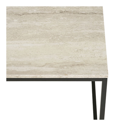 Vita salongbord - salongbord, travertinutseende, svart ramme 90x60x45 cm