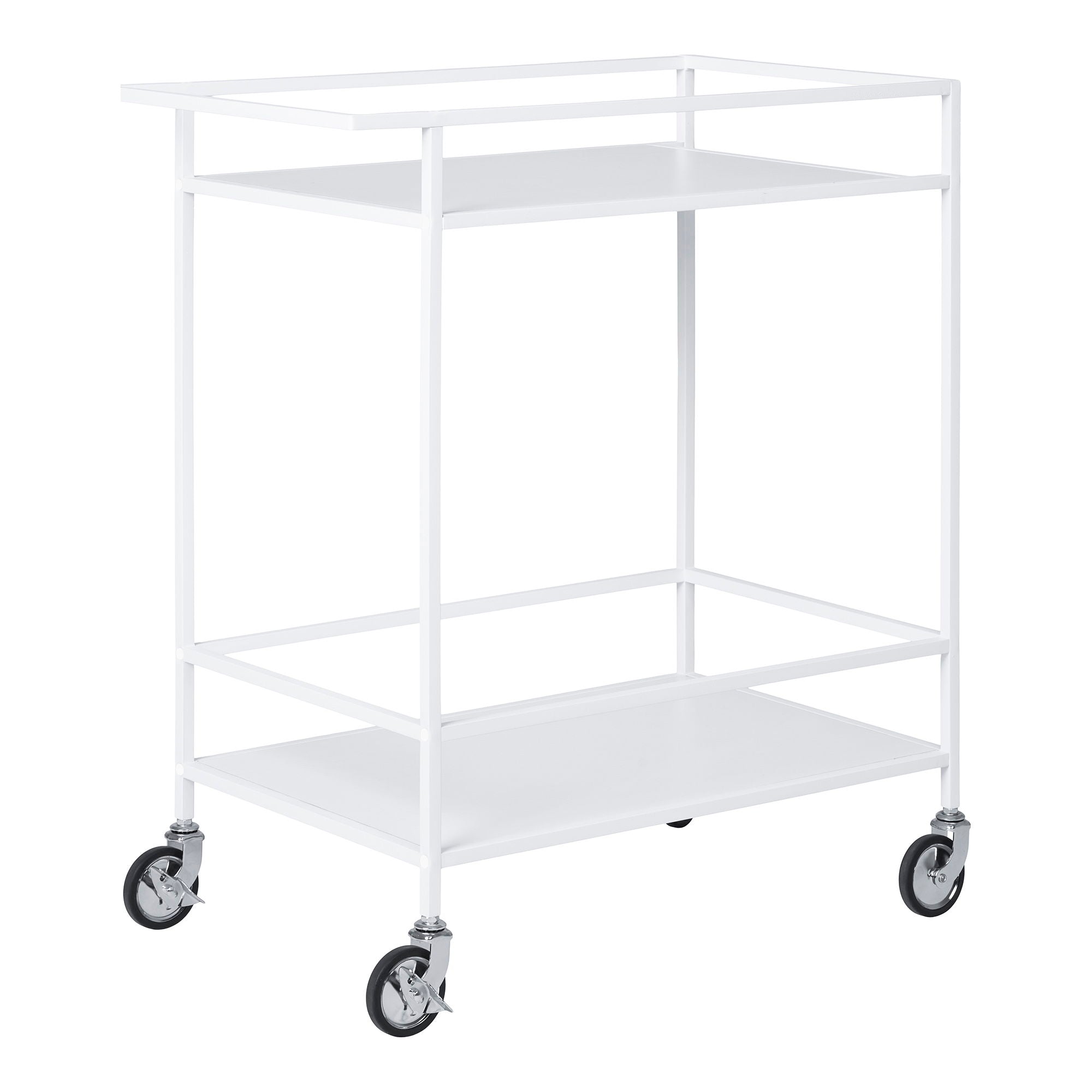 Vita Bar Trolley - Bar Trolley, 2 hvite hyller, hvit ramme 68x40x79 cm