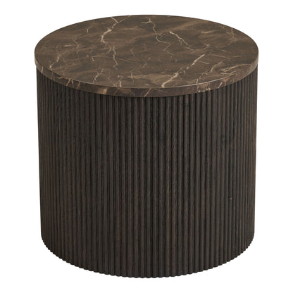 Rota hjørnebord - hjørnebord, marmorutseende, mørkebrunt ø45x40 cm
