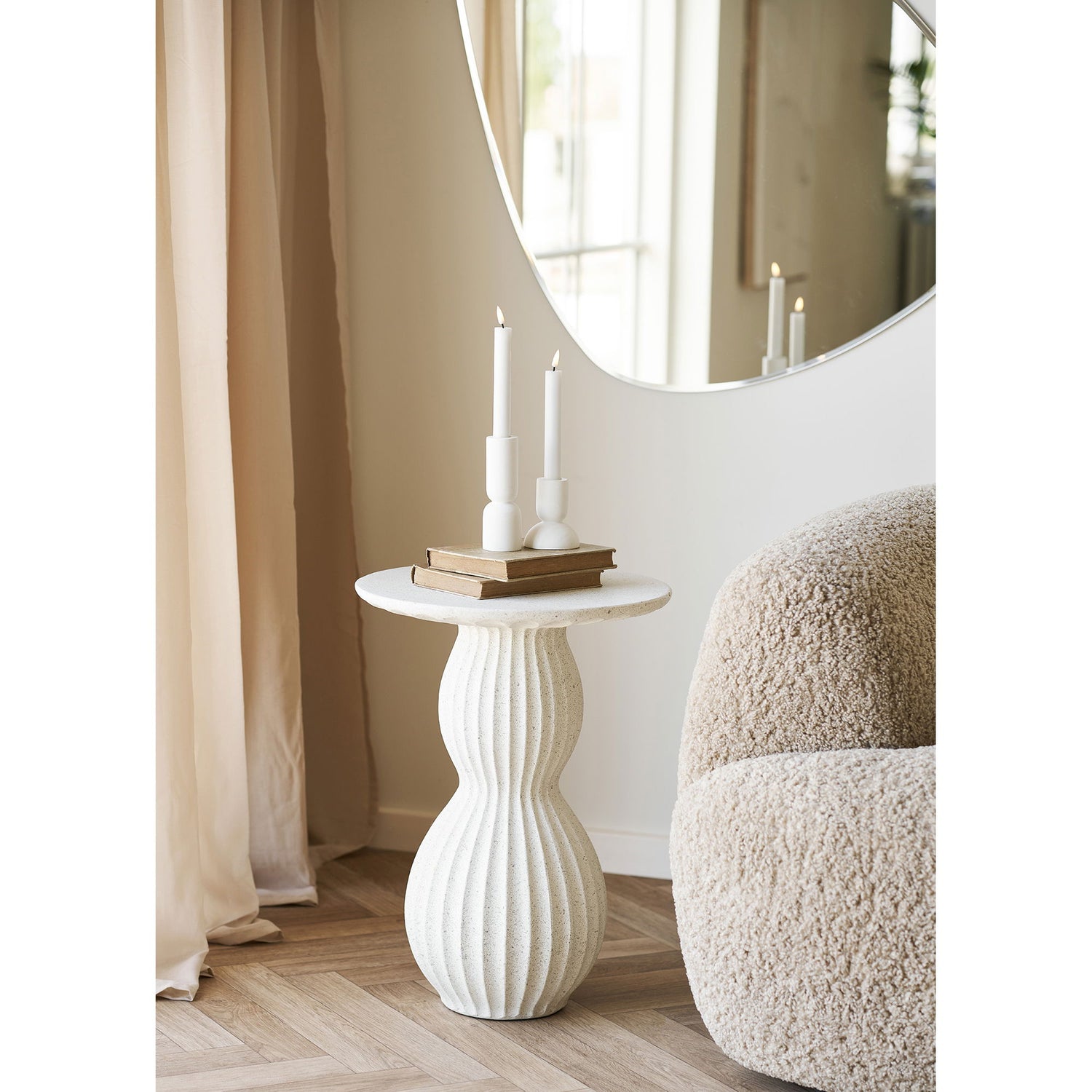 Newtown Side Table - Side Table, Fiberclay, White Ø40x55 cm