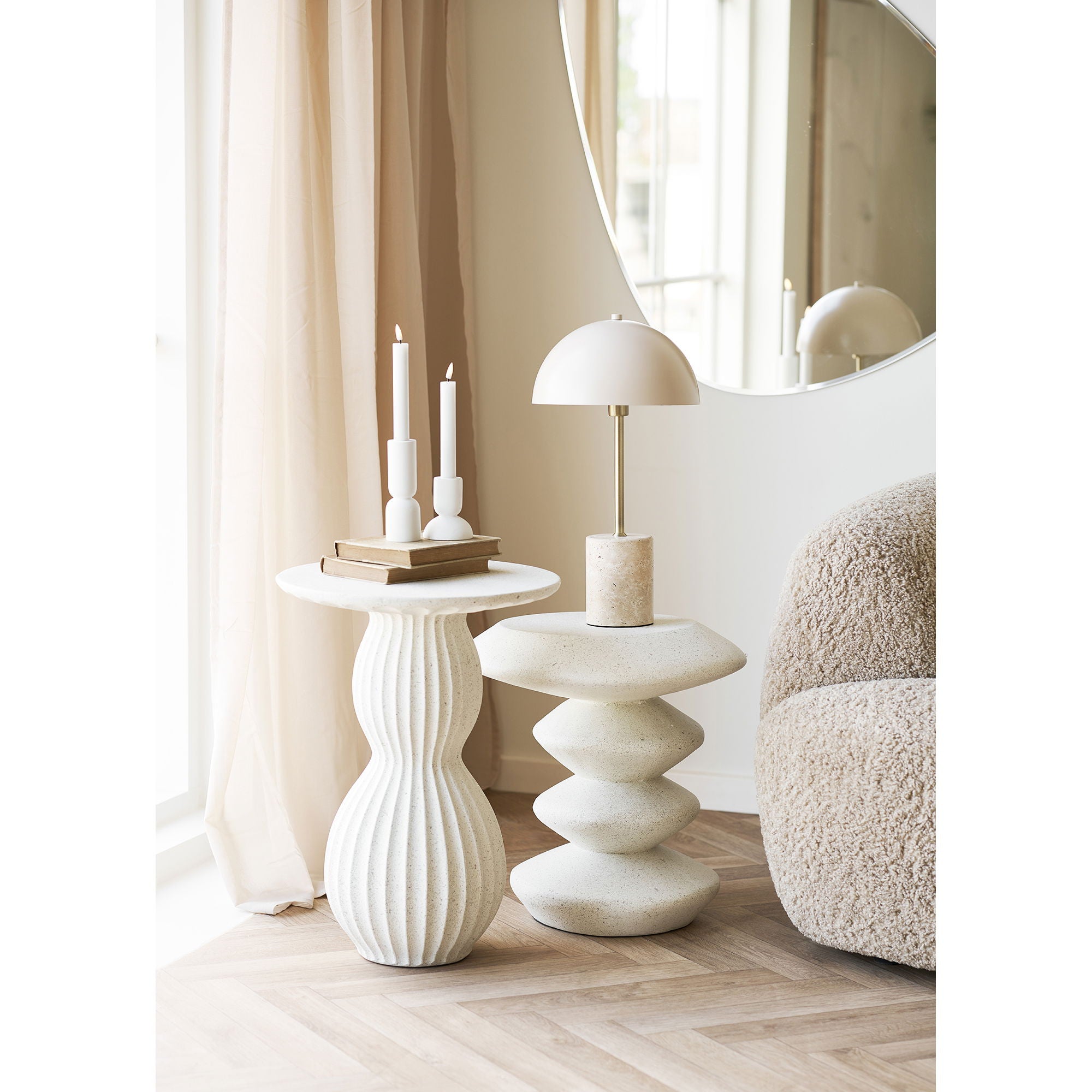 Newtown Side Table - Side Table, Fiberclay, White Ø40x55 cm