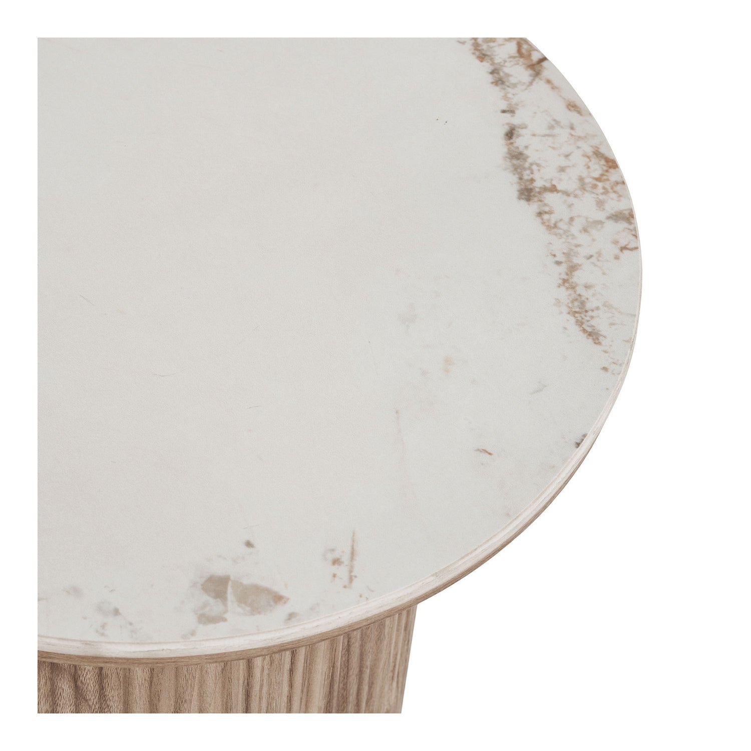 Athens hjørnebord - hjørnebord, keramisk bordplate, hvitt/mørkebrun Ø45x50 cm