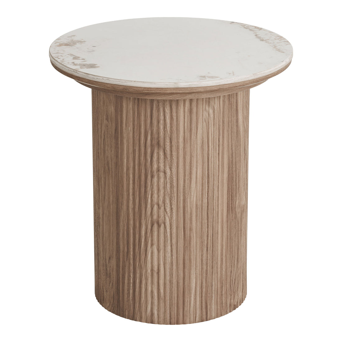 Athens hjørnebord - hjørnebord, keramisk bordplate, hvitt/mørkebrun Ø45x50 cm