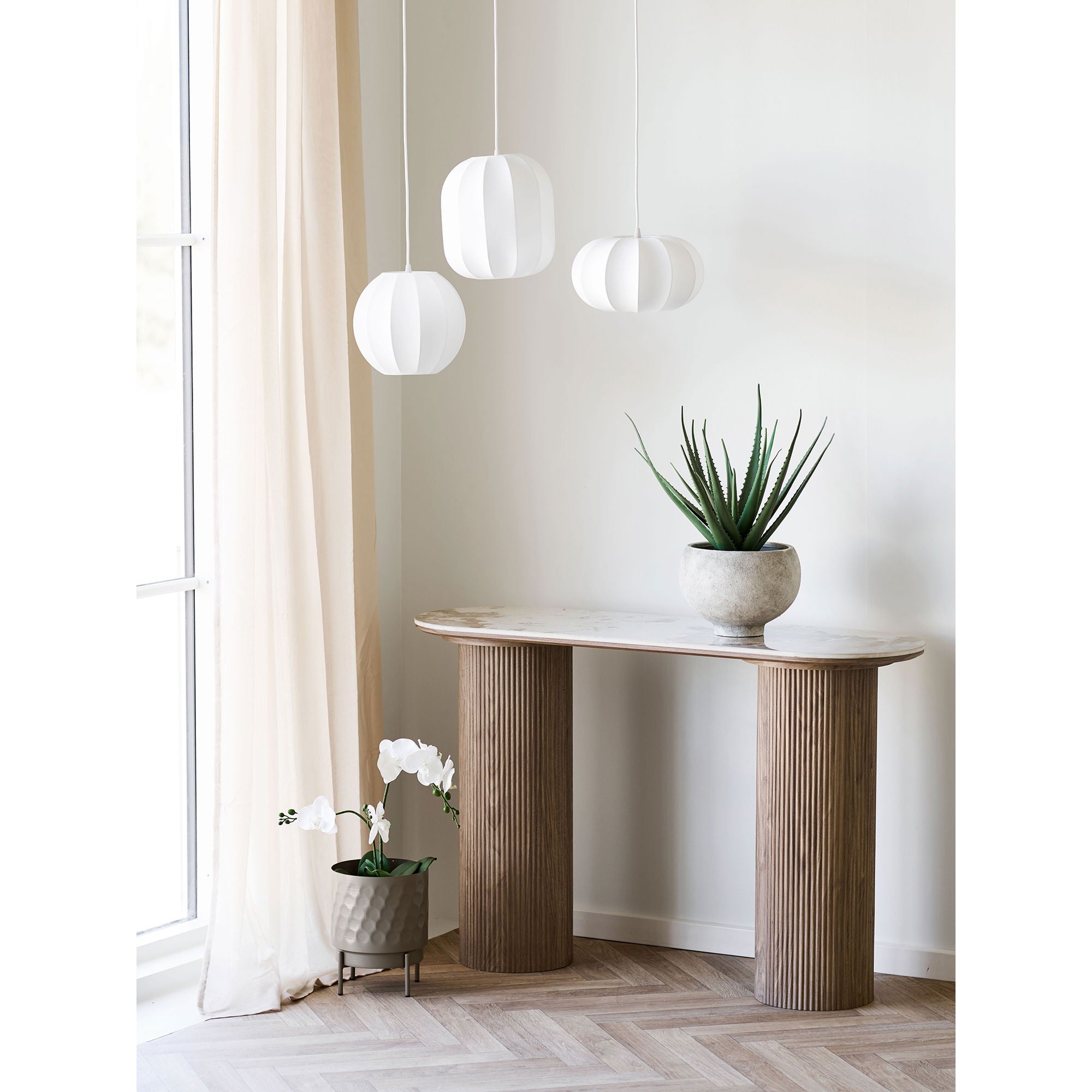 Athens Console table - Konsollbord, keramisk bordplate, hvit, mørkebrun 40x120x78 cm