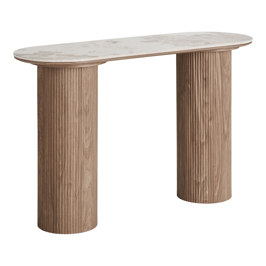 Athens Console table - Konsollbord, keramisk bordplate, hvit, mørkebrun 40x120x78 cm