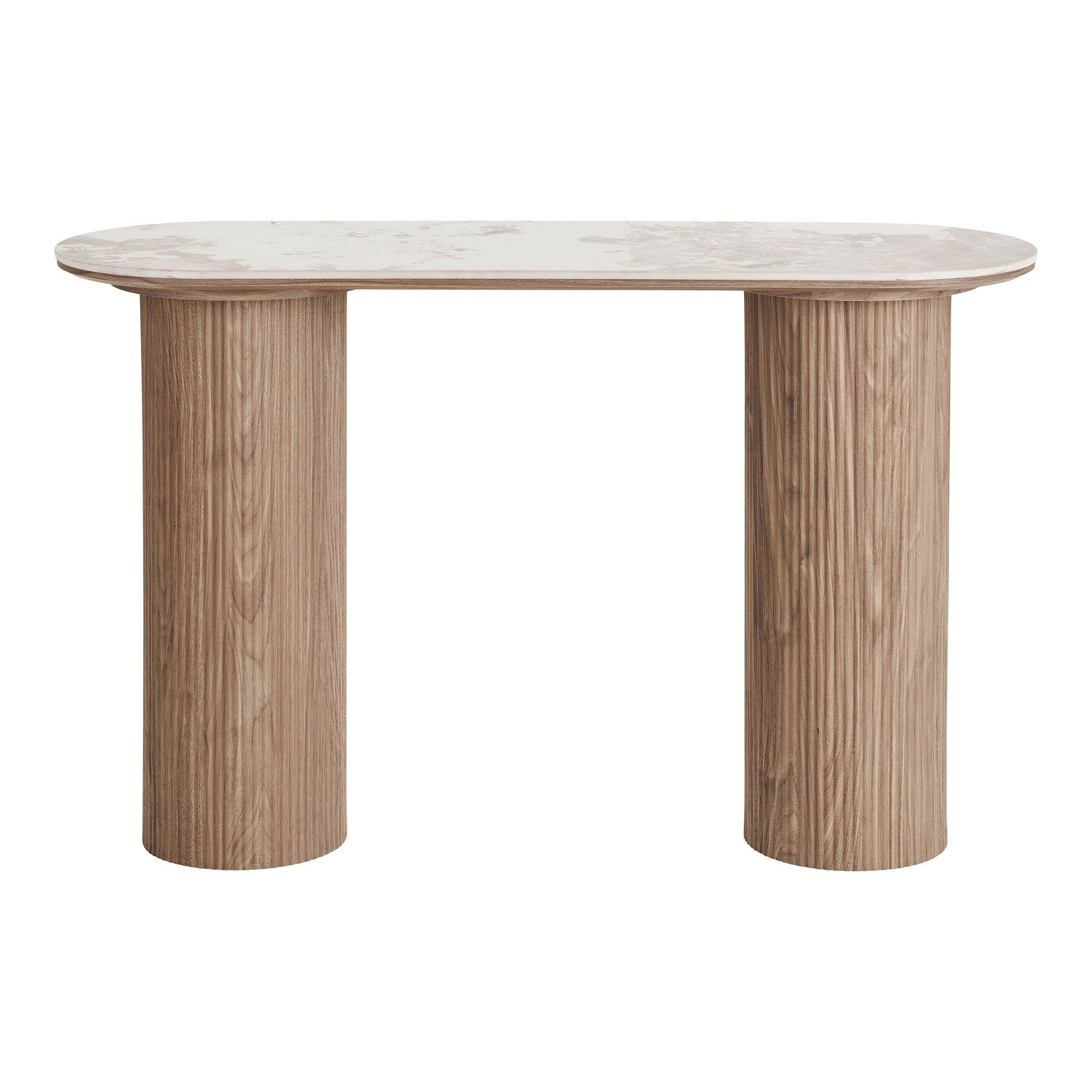 Athens Console table - Konsollbord, keramisk bordplate, hvit, mørkebrun 40x120x78 cm