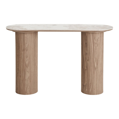 Athens Console table - Konsollbord, keramisk bordplate, hvit, mørkebrun 40x120x78 cm