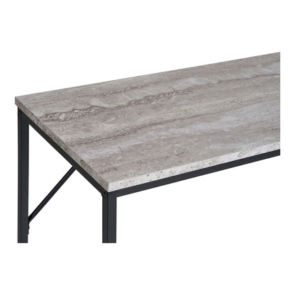 Vita Console Table - Konsollbord, 1 hylle, travertinutseende, svart ramme 110x26x80 cm