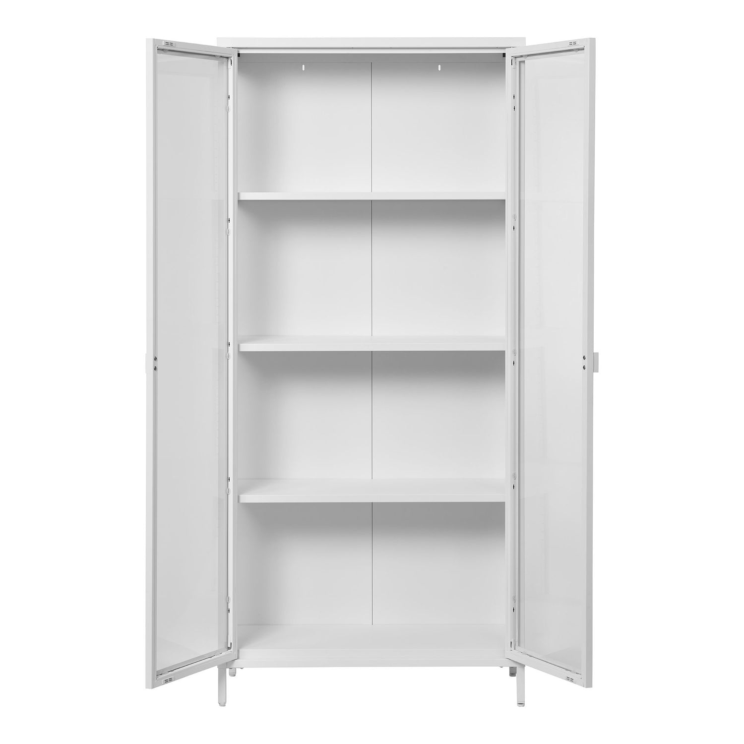 Brisbane Display Cabinet - Display Cabinet, 2 Glass Doors, Steel, White 80x35x175 cm