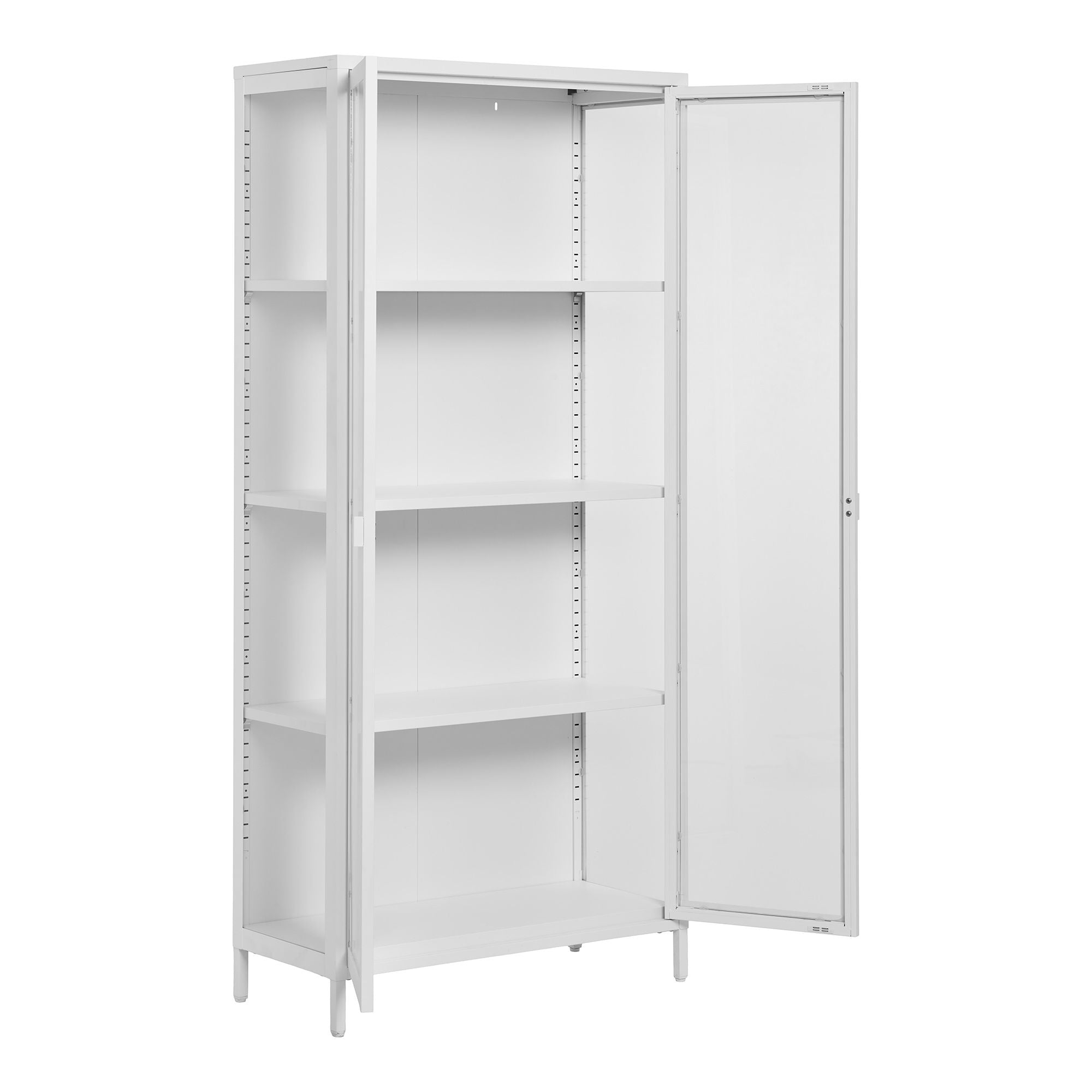 Brisbane Display Cabinet - Display Cabinet, 2 Glass Doors, Steel, White 80x35x175 cm