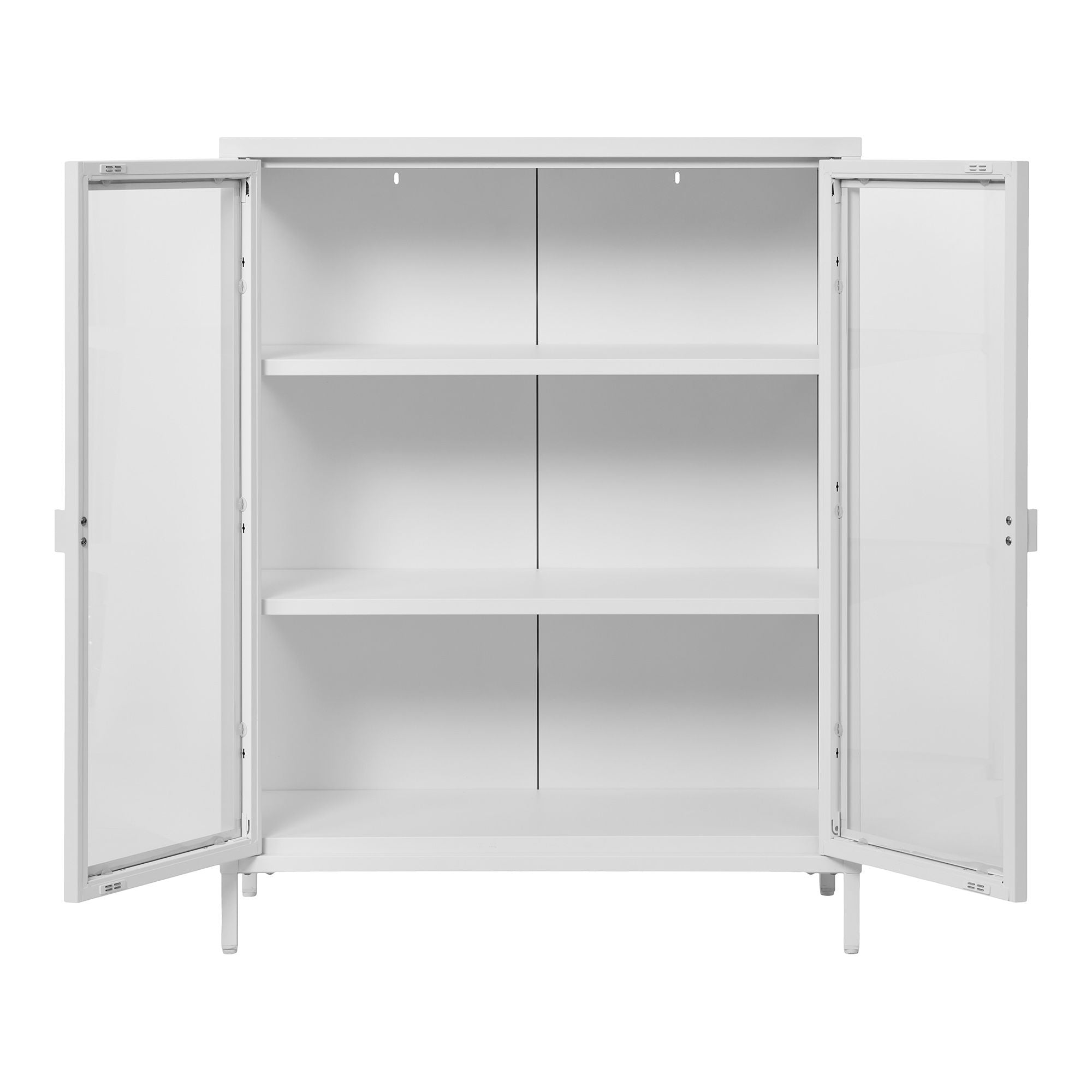 Brisbane Display Cabinet - Display Cabinet, 2 Glass Doors, Steel, White 80x40x101 cm