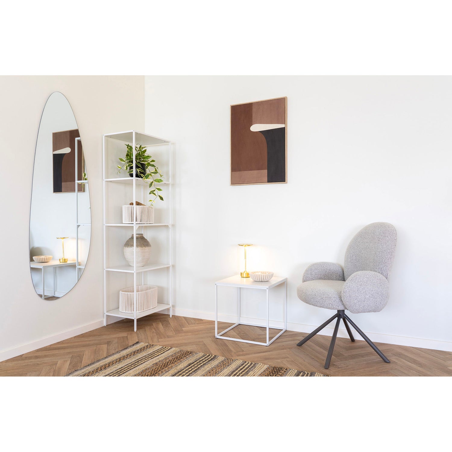 Vita Shelf - hylle, 5 hyller, hvit, hvit ramme 51x36x170 cm