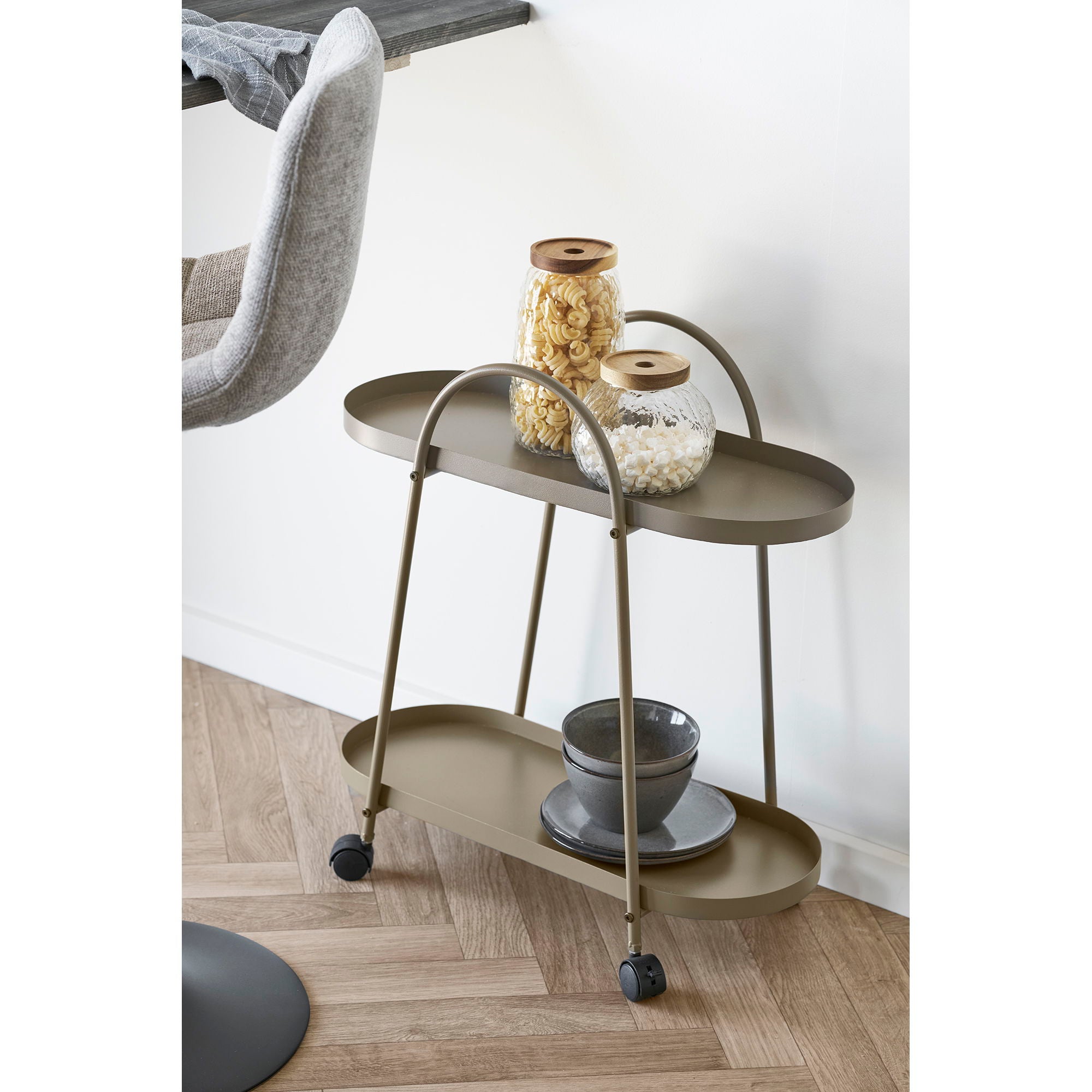 Empoli Bar Trolley - Bar Trolley, 2 hyller, stål, brun 27,5x60x64 cm