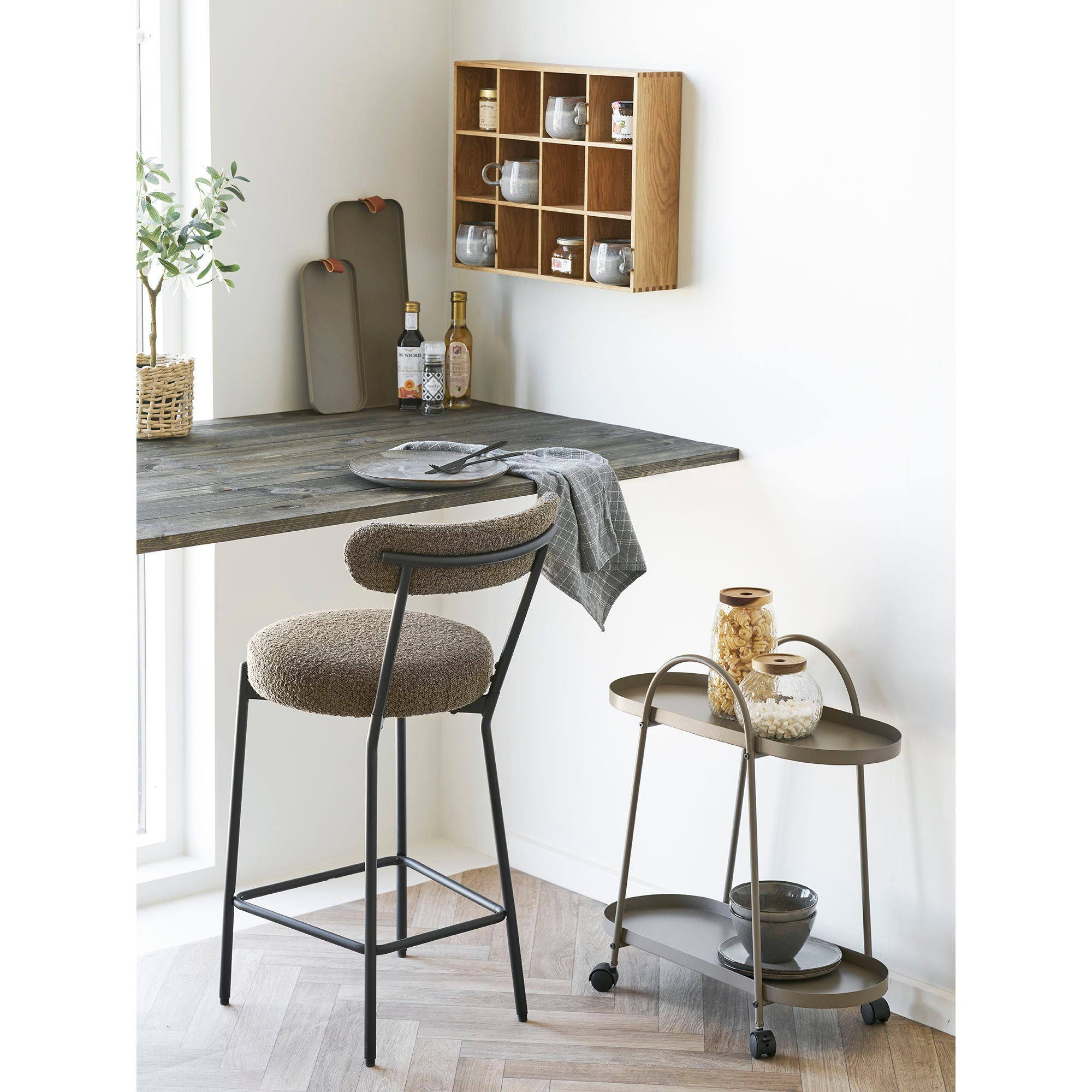 Empoli Bar Trolley - Bar Trolley, 2 hyller, stål, brun 27,5x60x64 cm