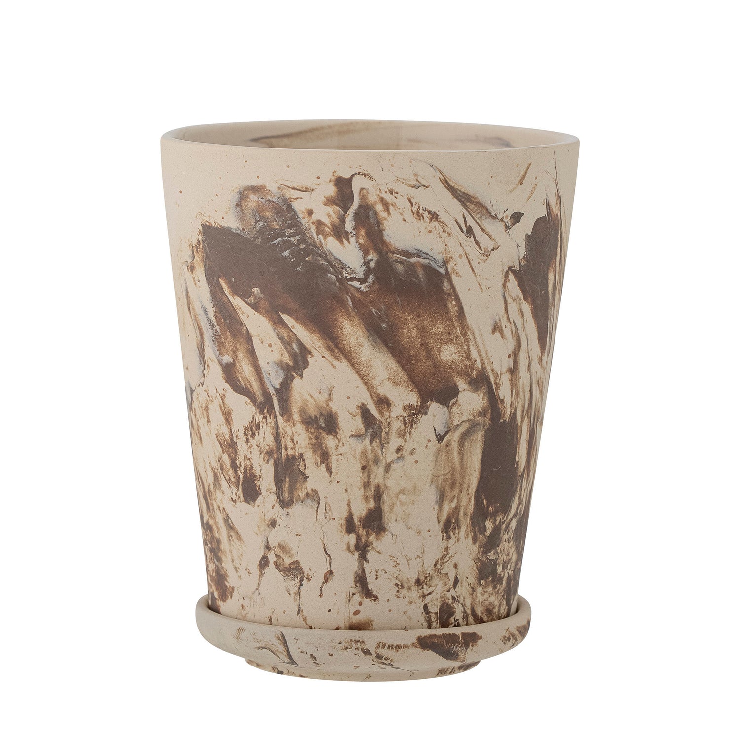 Bloomingville Stacy Herbal Pot m/tallerken, brun, steingods