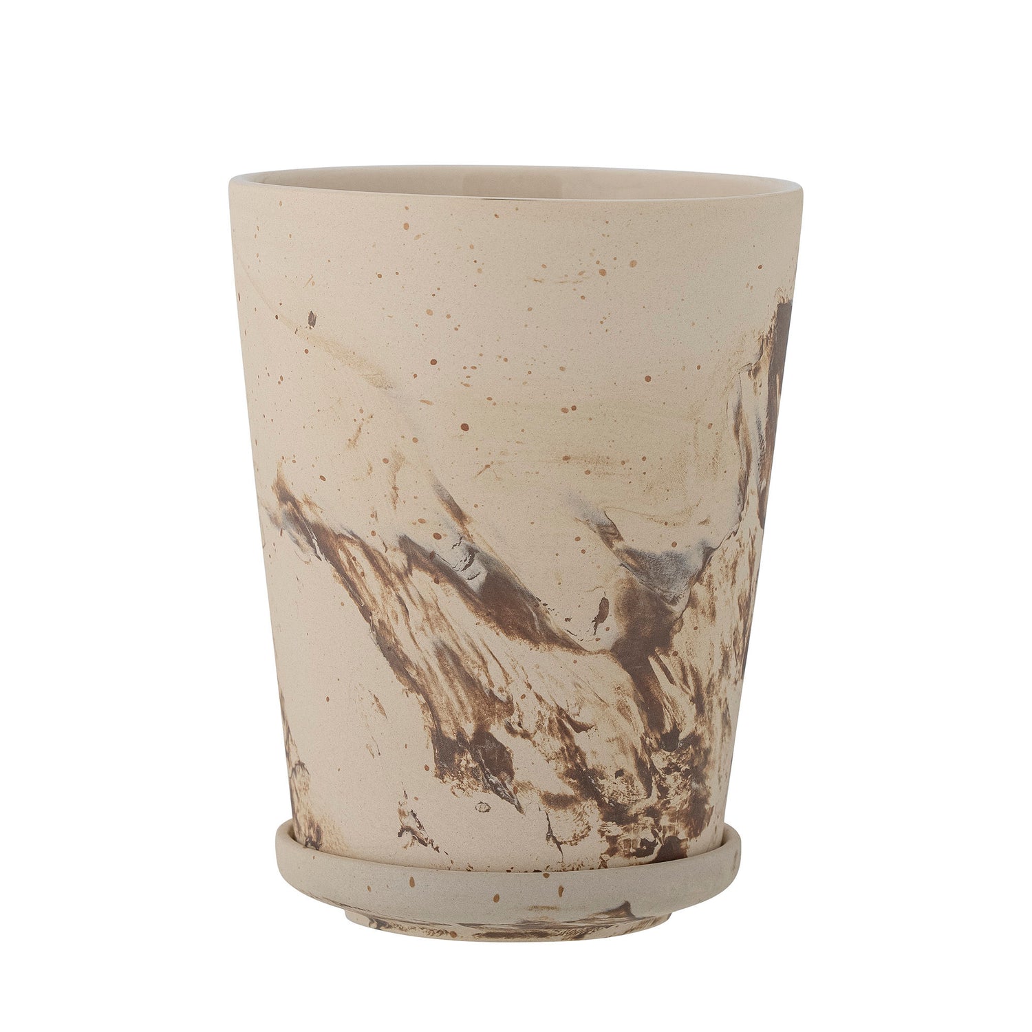 Bloomingville Stacy Herbal Pot m/tallerken, brun, steingods