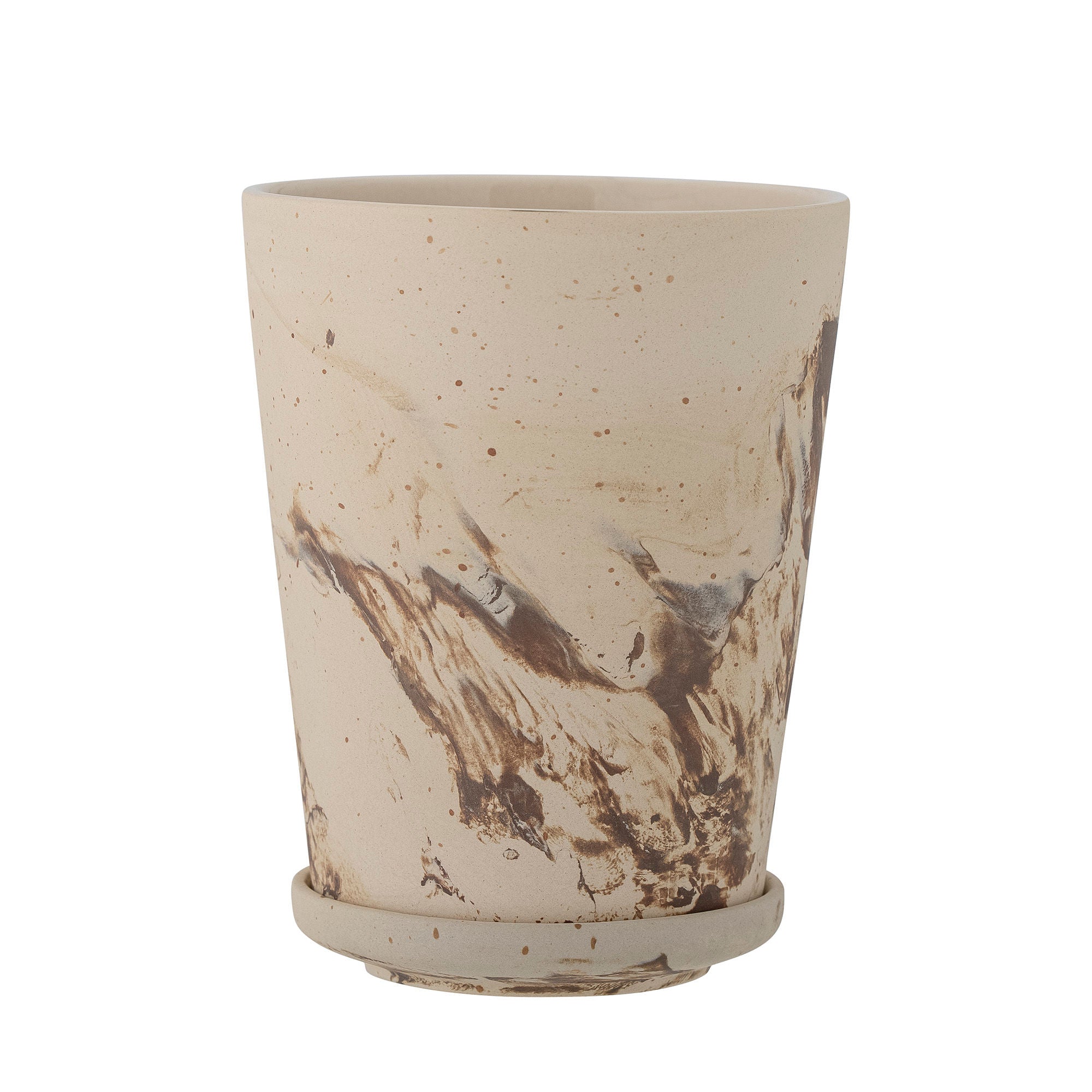 Bloomingville Stacy Herbal Pot m/tallerken, brun, steingods