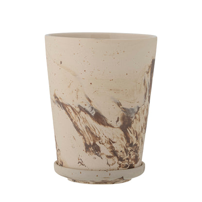 Bloomingville Stacy Herbal Pot m/tallerken, brun, steingods