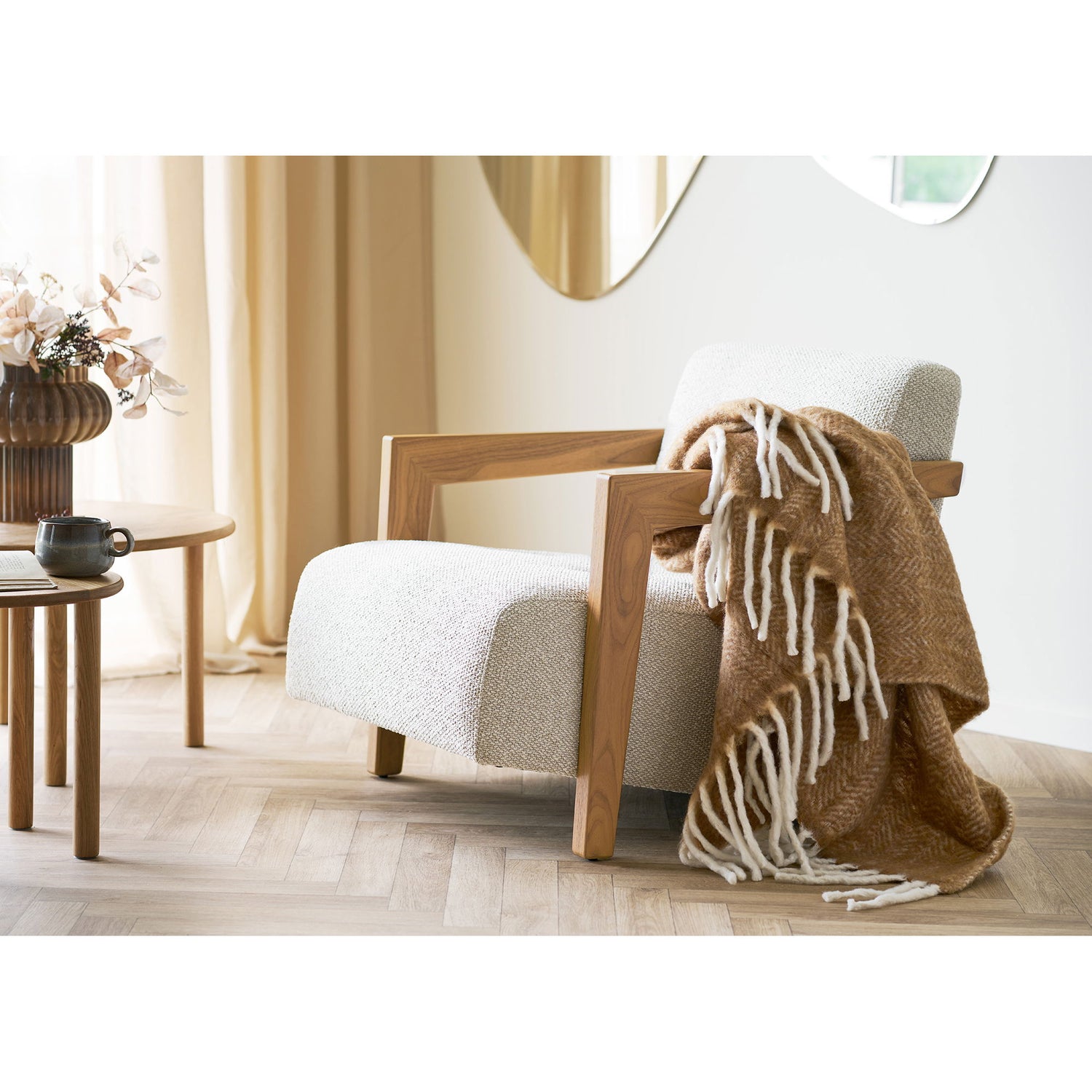 Carmel Plaid - Plaid, Wool Mix, Tan 130x170 cm