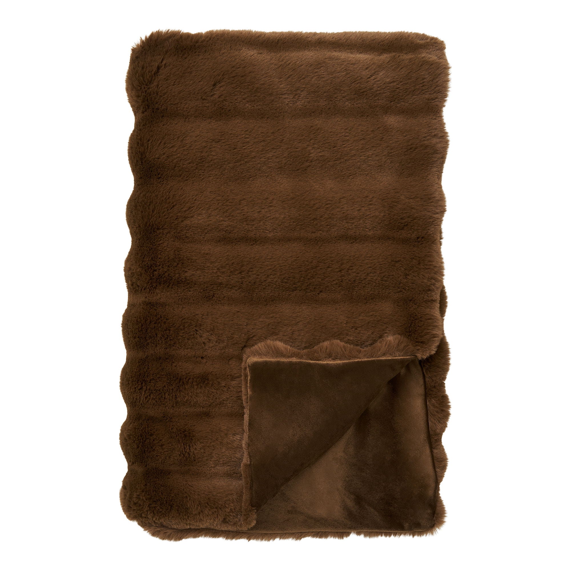 Galena Plaid - Plaid, Imitation Fur, Brown 130x180 cm