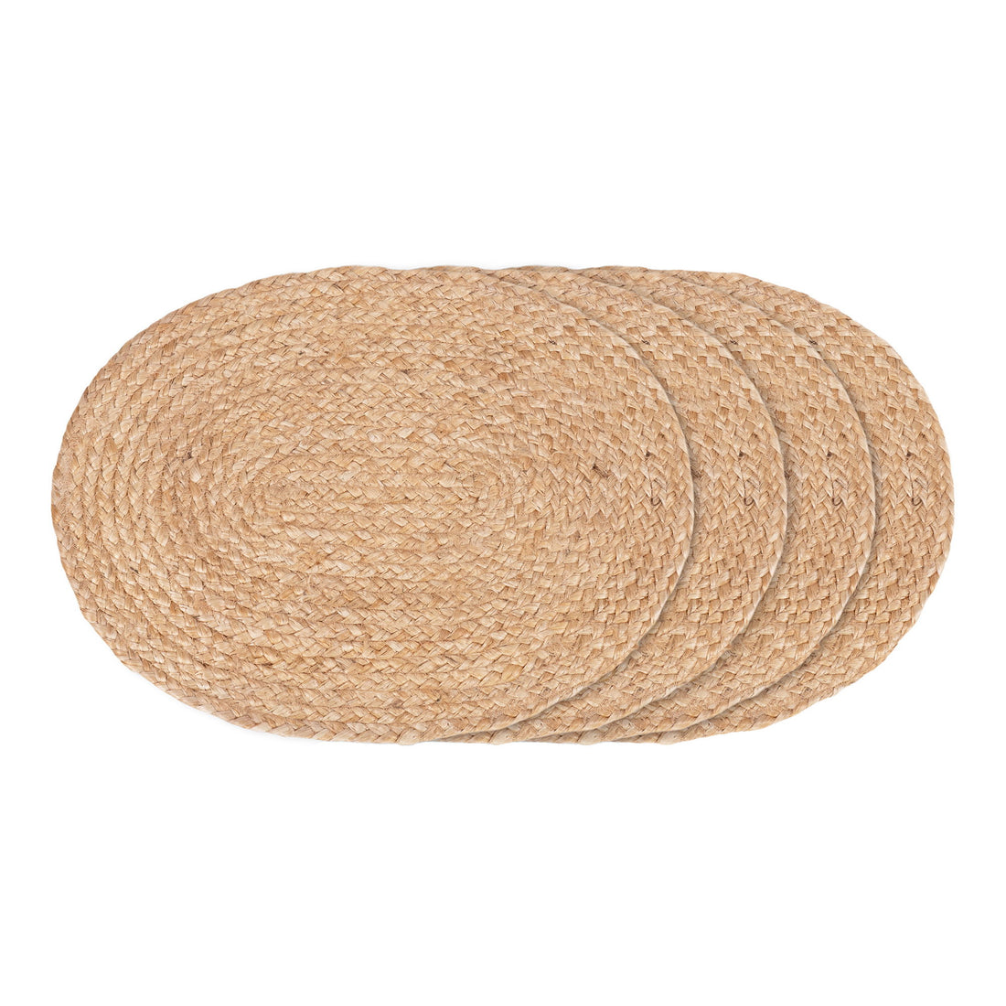 Bombay Cover Wipes - Cover Wipes in Braided Jute, Nature, Oval, 35x45 cm, Set of 4