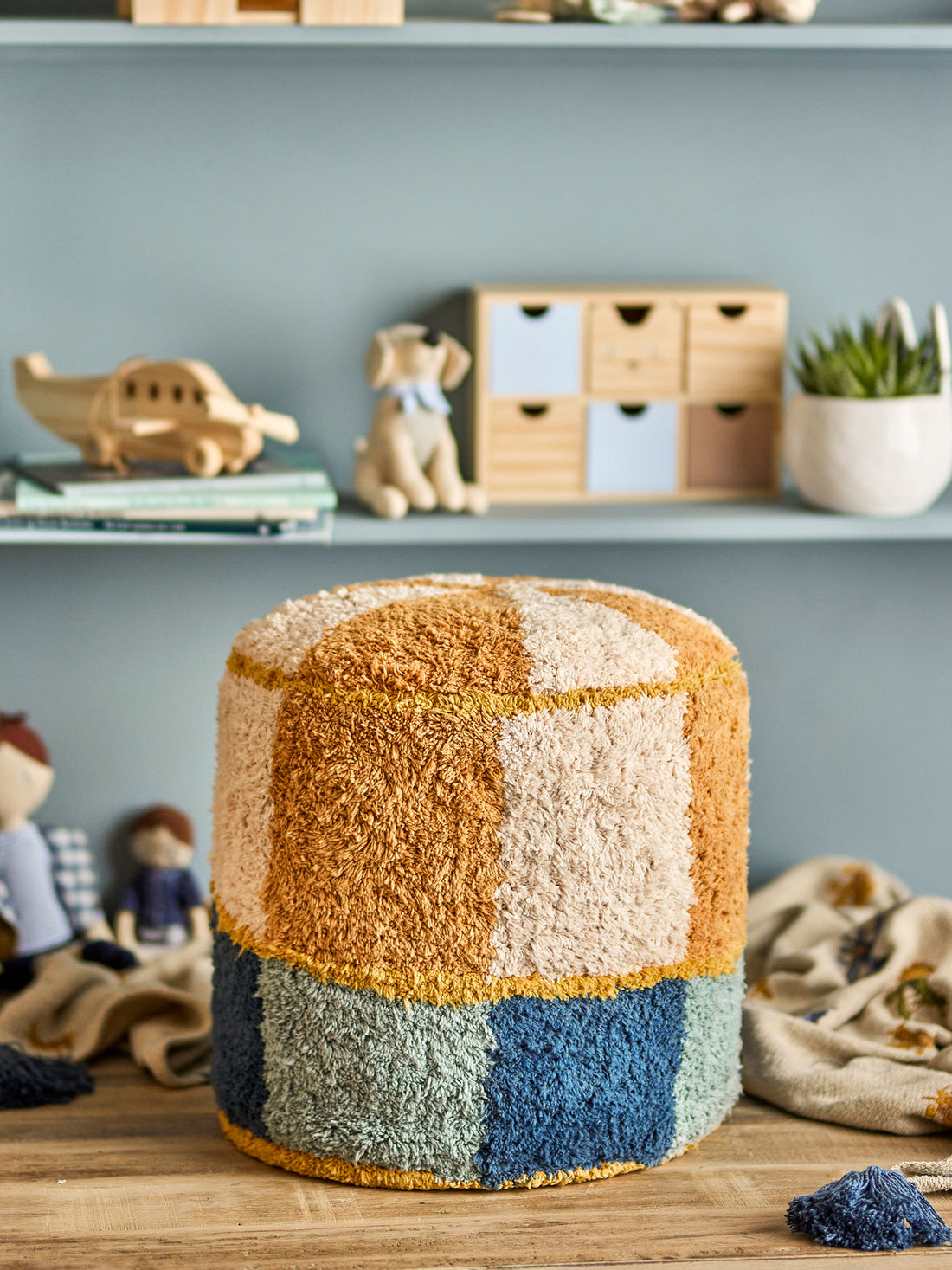 Bloomingville mini kio puf, blå, bomull