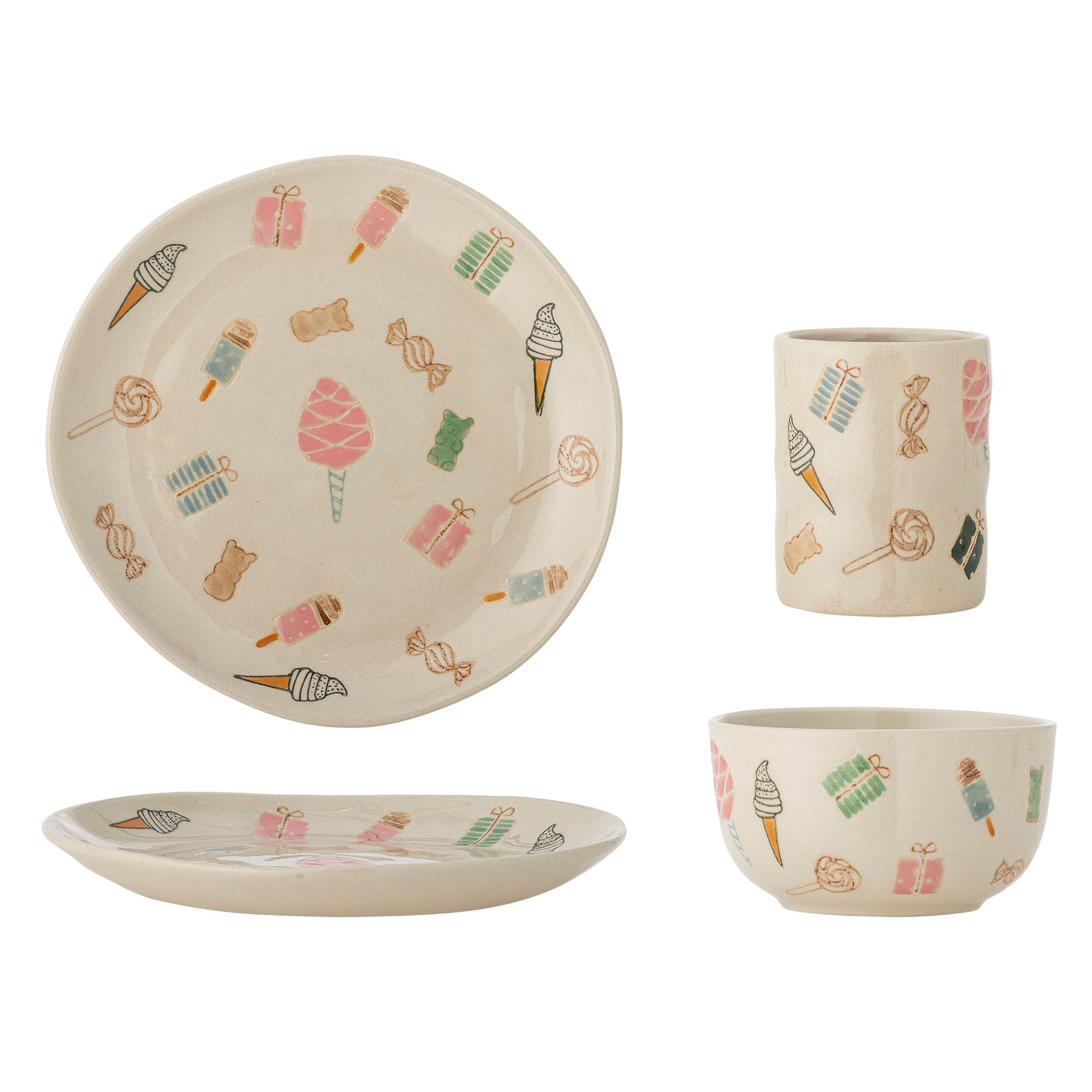 Bloomingville Mini Sweets Stud Set, Nature, Stoneware