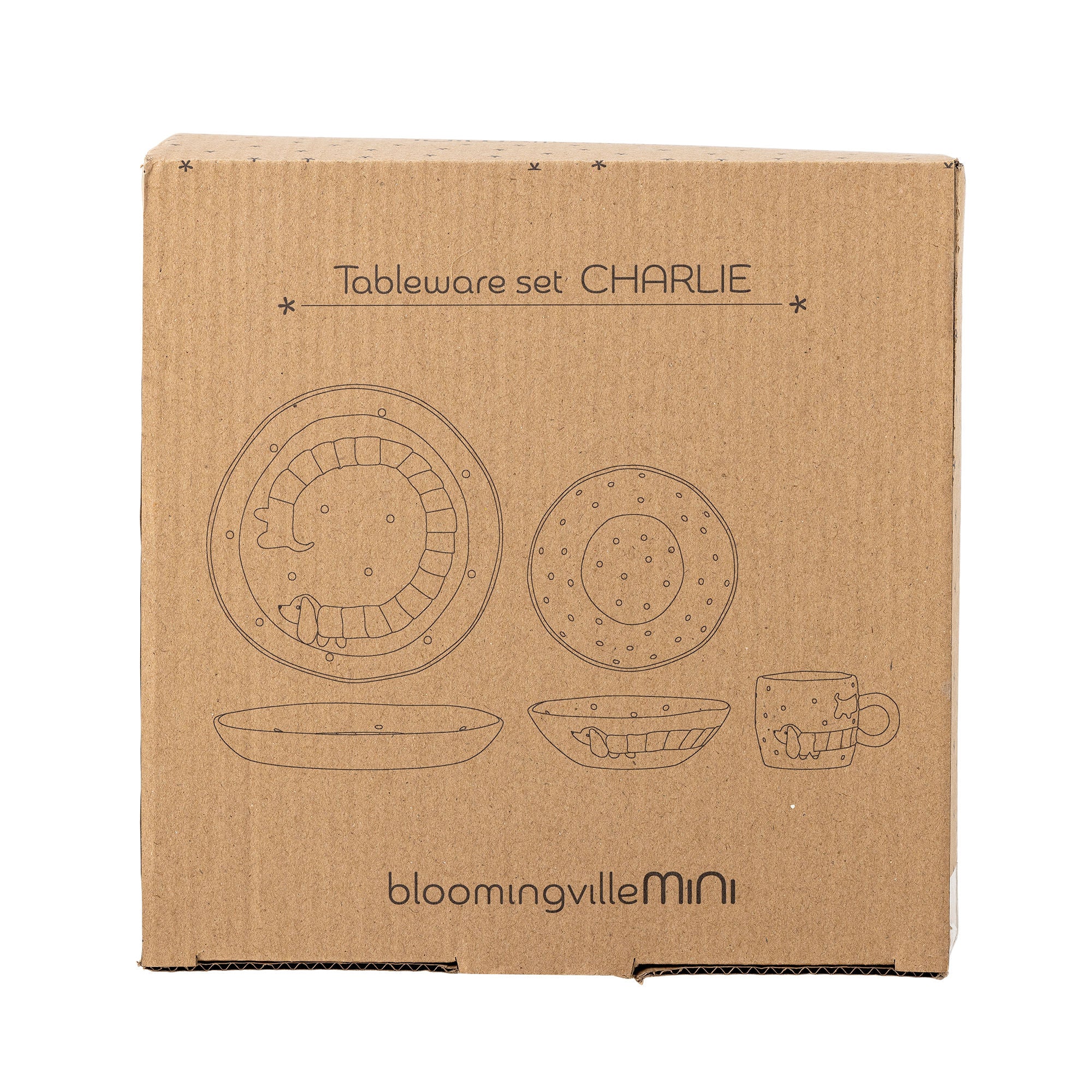 Bloomingville Mini Charlie Stud Set, blått, steingods