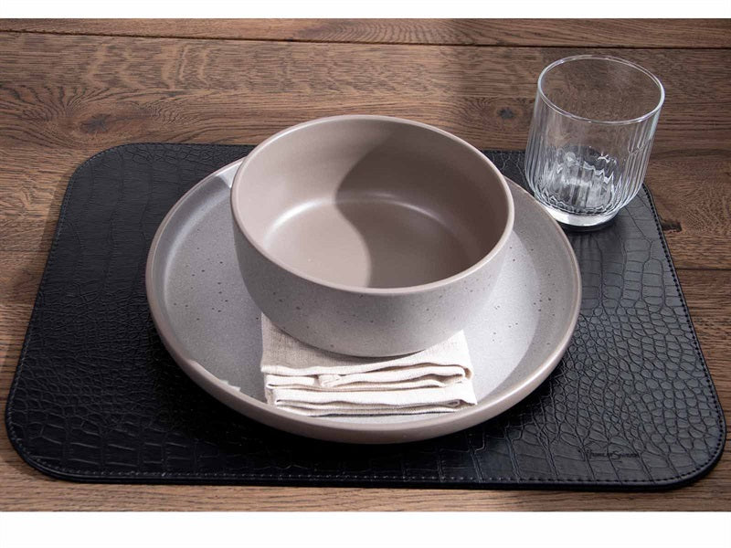 Dekket arbeid // svart slangemønster pu - hardt