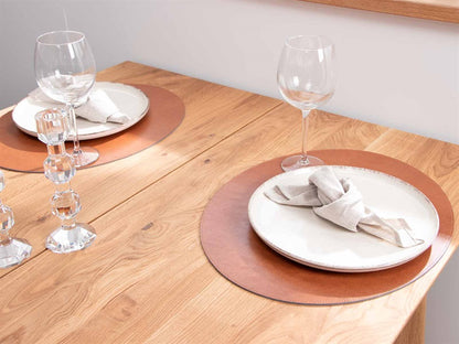 Oval deksel serviett // cognac bundet skinn