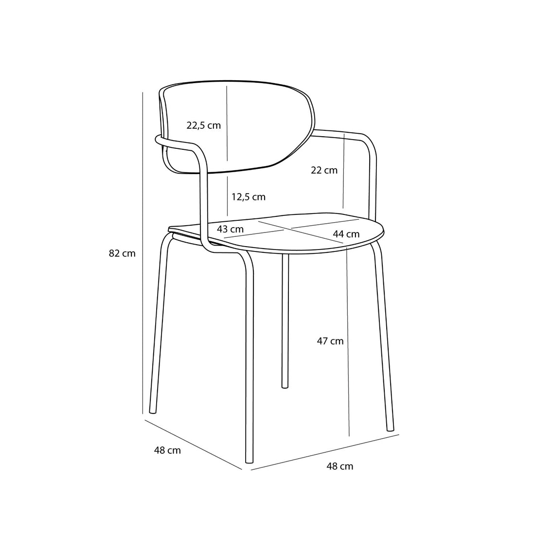 Arch Spisestuestol Svart - 48x50xh81cm