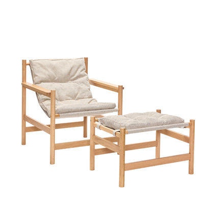 Heritage lenestol/fotskammel natur/beige - 75x72xh82cm, 69x49xh43cm