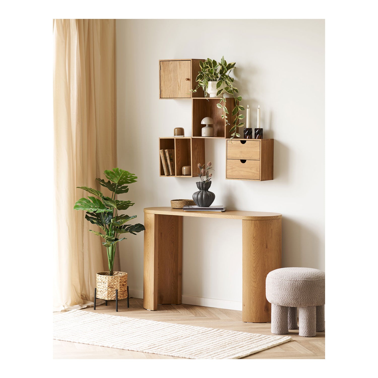 Townsville vegghylle med tog - vegghylle med tog, eik 18x30x30 cm