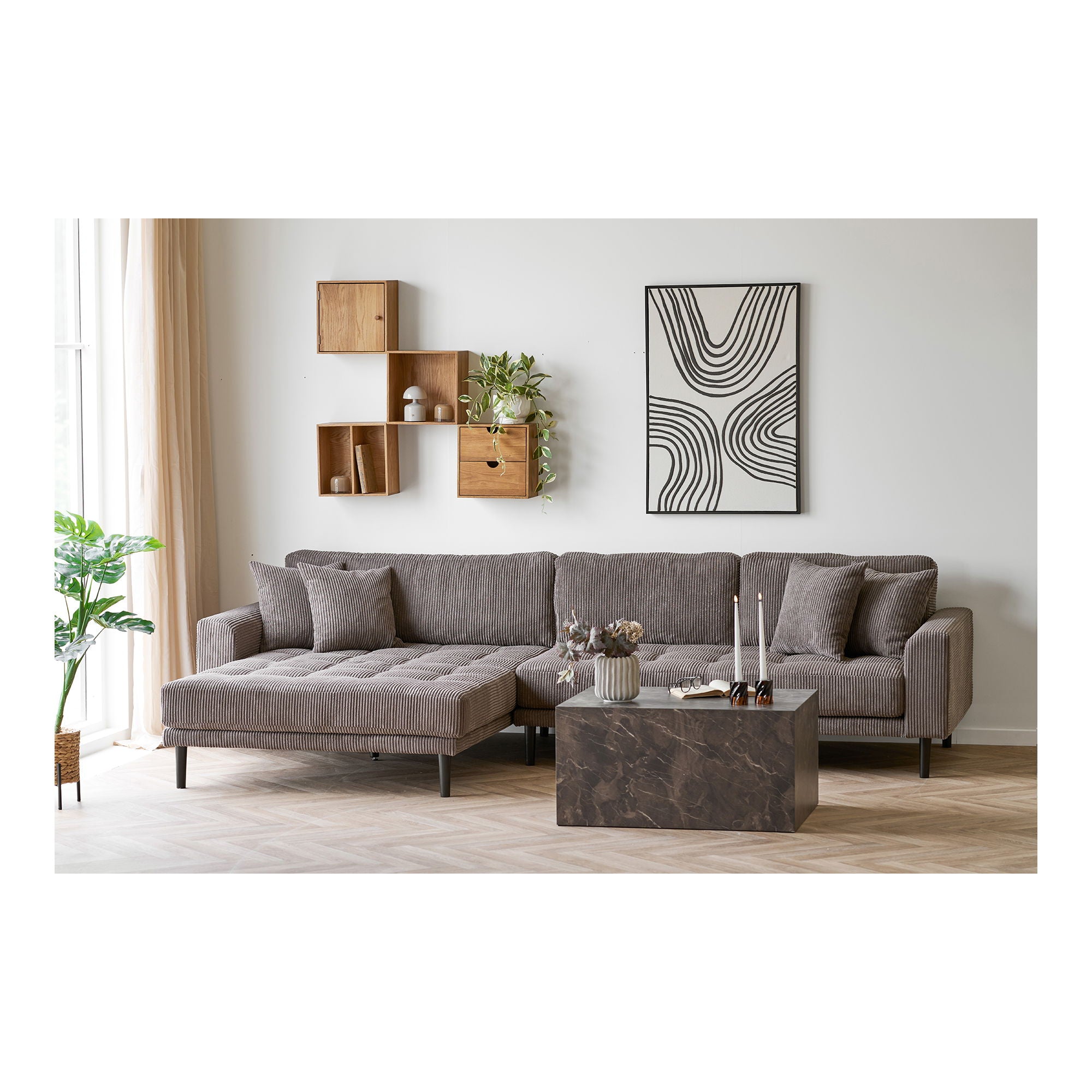 Townsville vegghylle med skuffer - vegghylle med skuffer, eik 18x30x30 cm