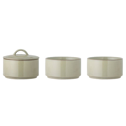 Creative Collection Ebba Pot m/lokk, grønt, steingods