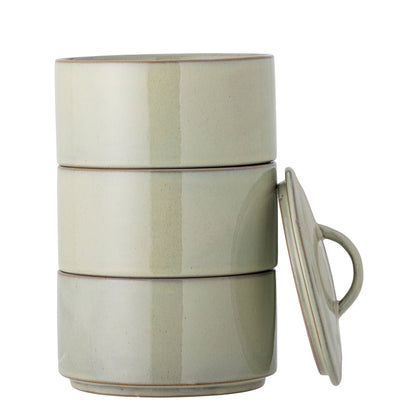 Creative Collection Ebba Pot m/lokk, grønt, steingods