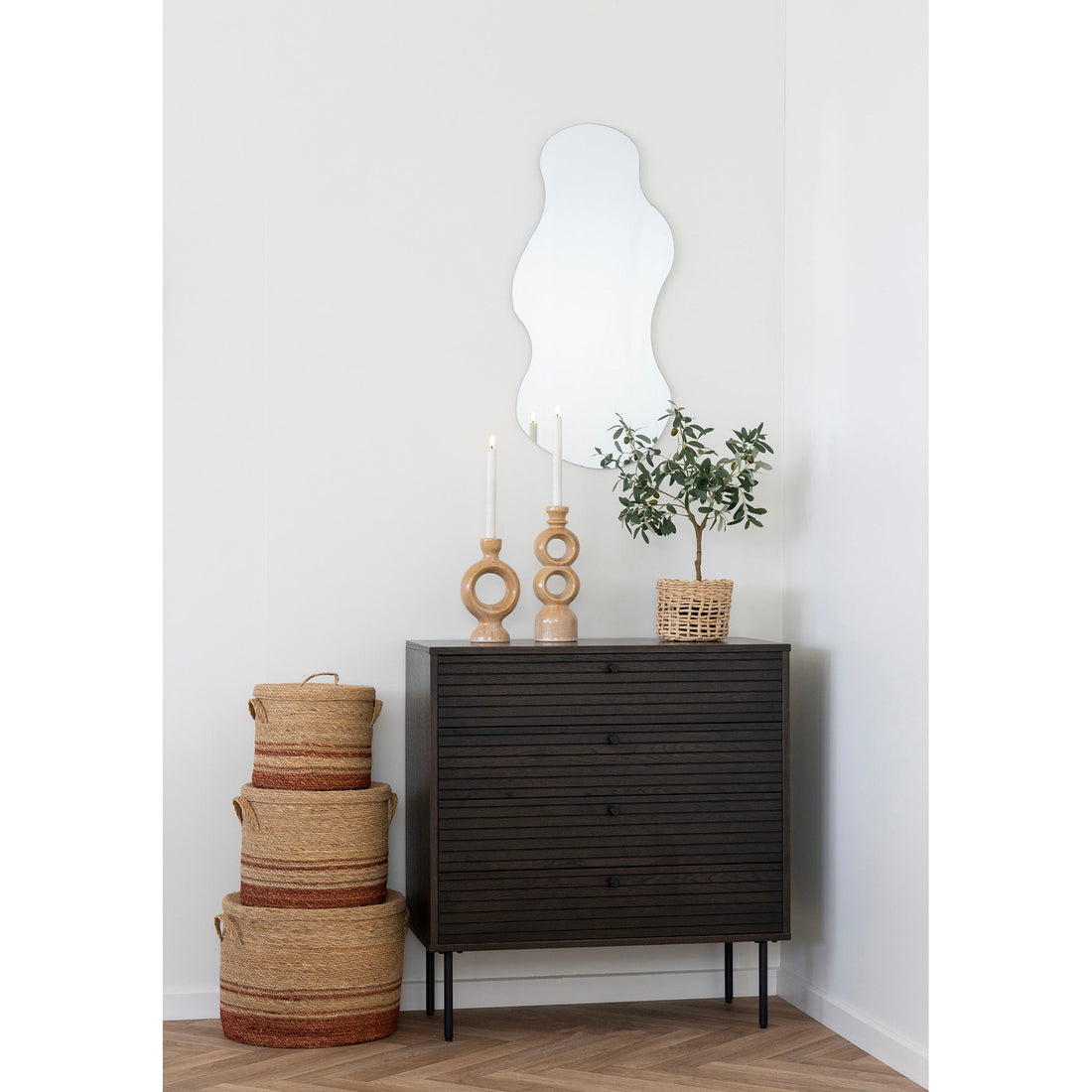 Kurve, sjøgras, natur/brunt sett med 3